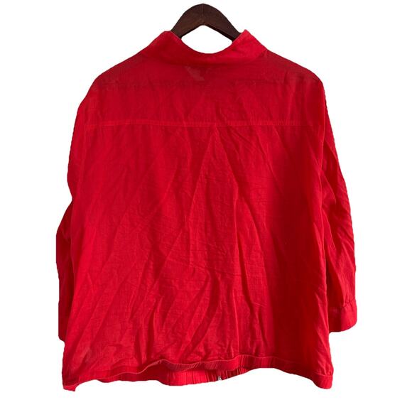 Torrid Black Skull & Roses Chiffon Back Bow Sheer Blouse with Red Jacket Size 2X - Picture 7 of 16